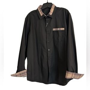 NWT Men’s Coofandy Black Plaid Long Sleeve Button Down Shirt XL